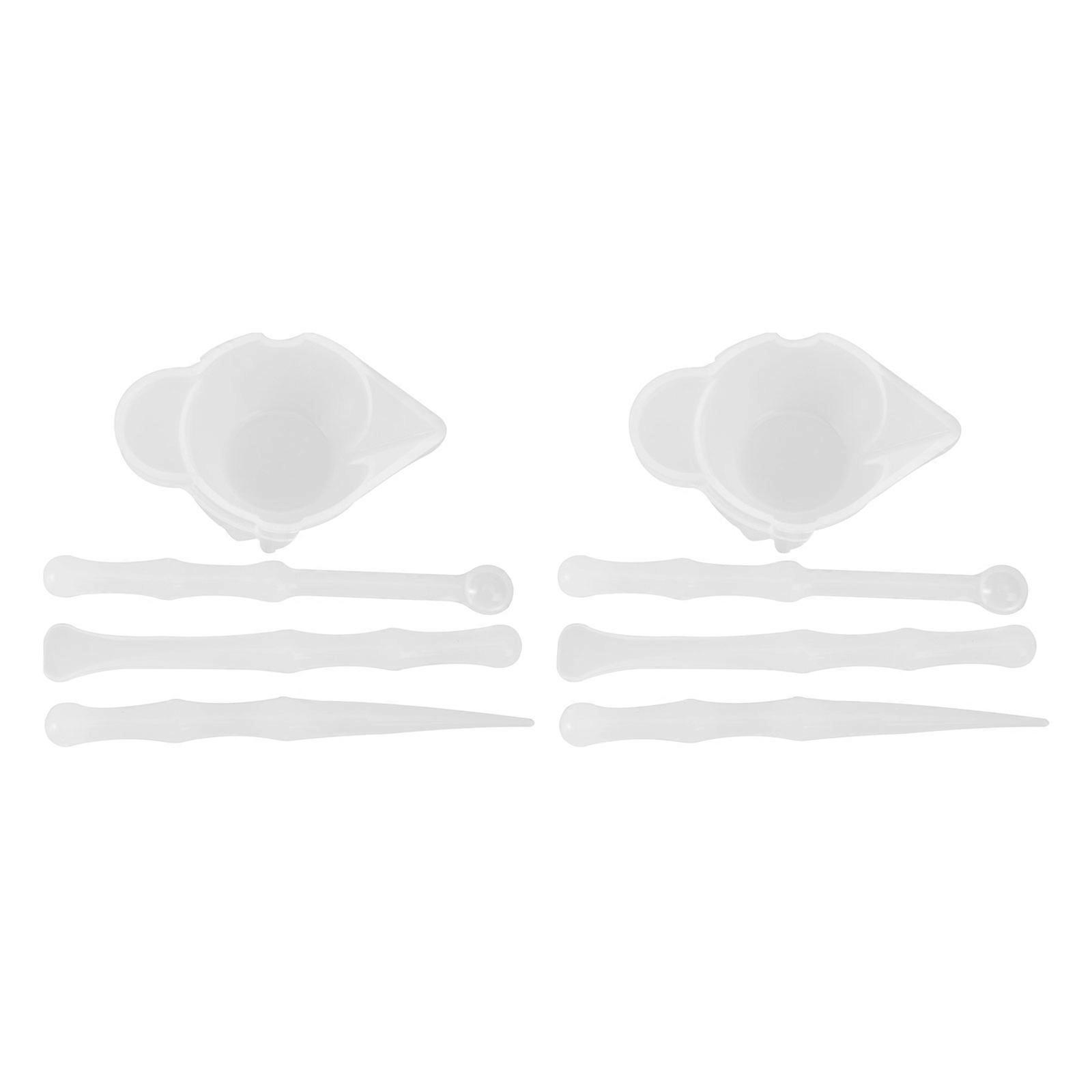 White Silicone Storage Cups with Mixing Sticks for DIY Glue and Paint Adjustment