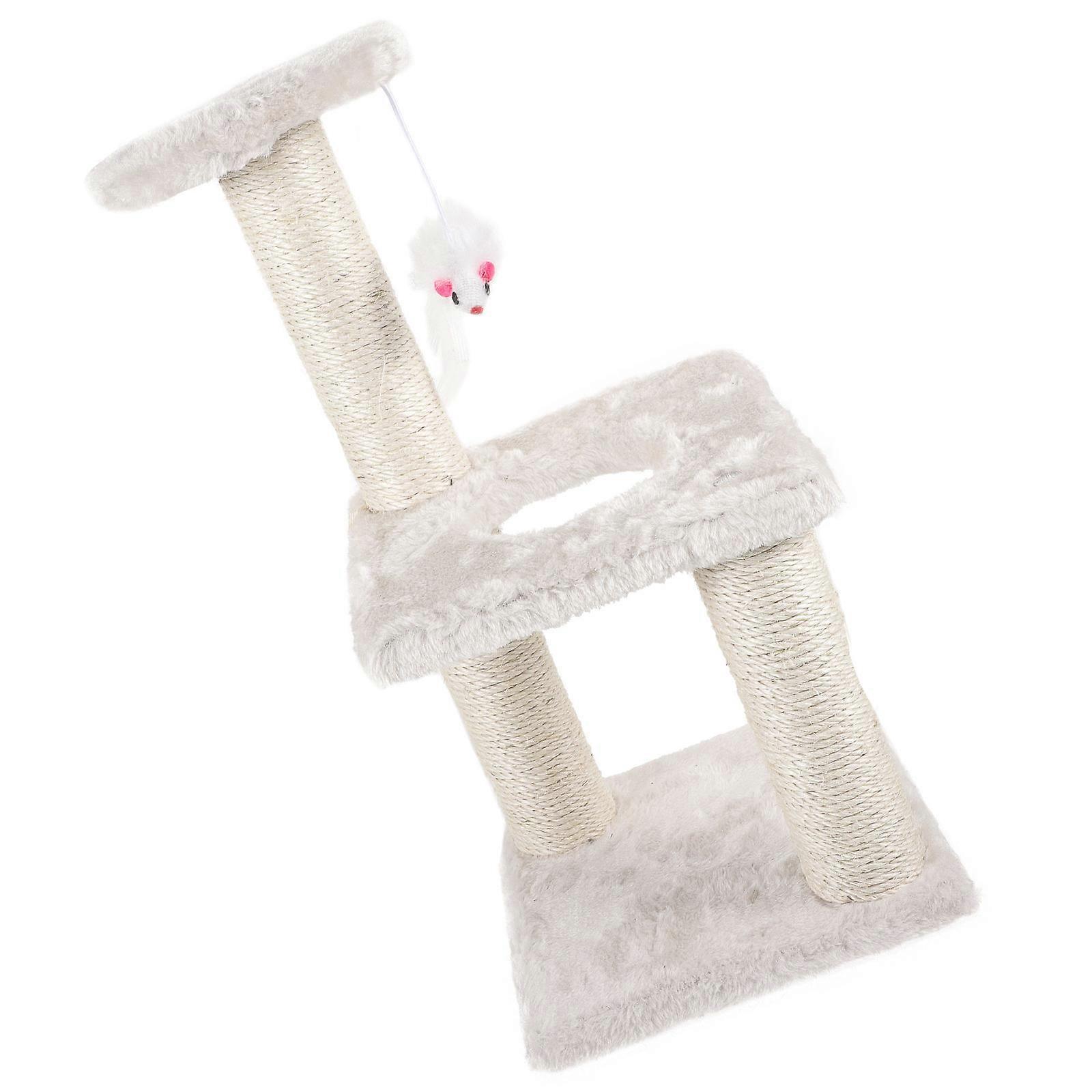 Durable Cat Scratching Post with Hanging Ball, Climbing Tower for Pets, Beige