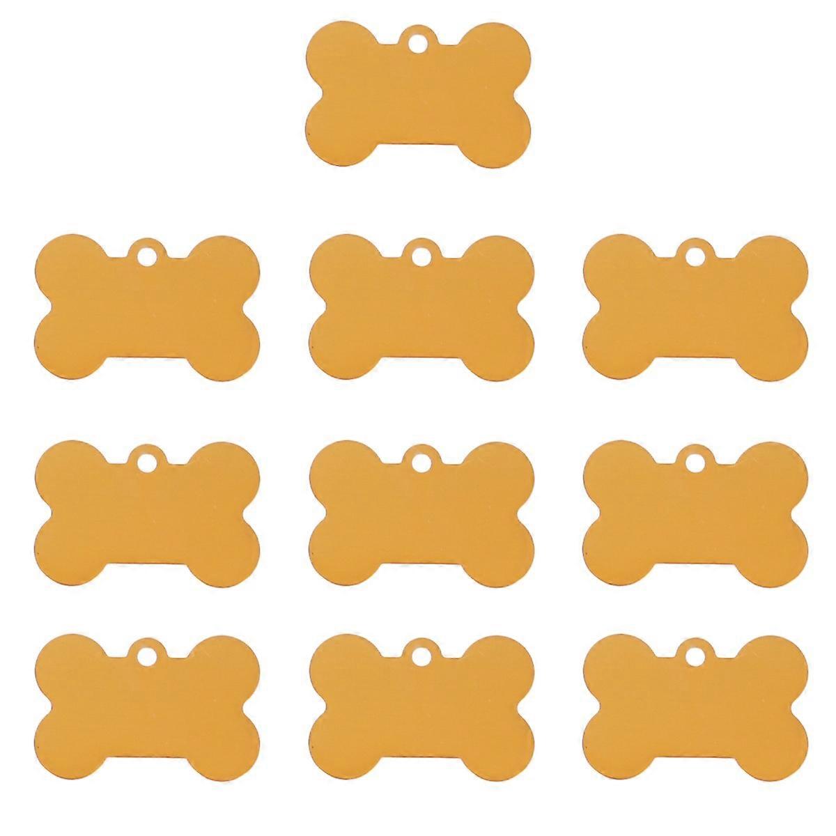 Dog Cat Pet Tags Bone Shaped Engraving for Name and Phone Number Yellow 20Pcs