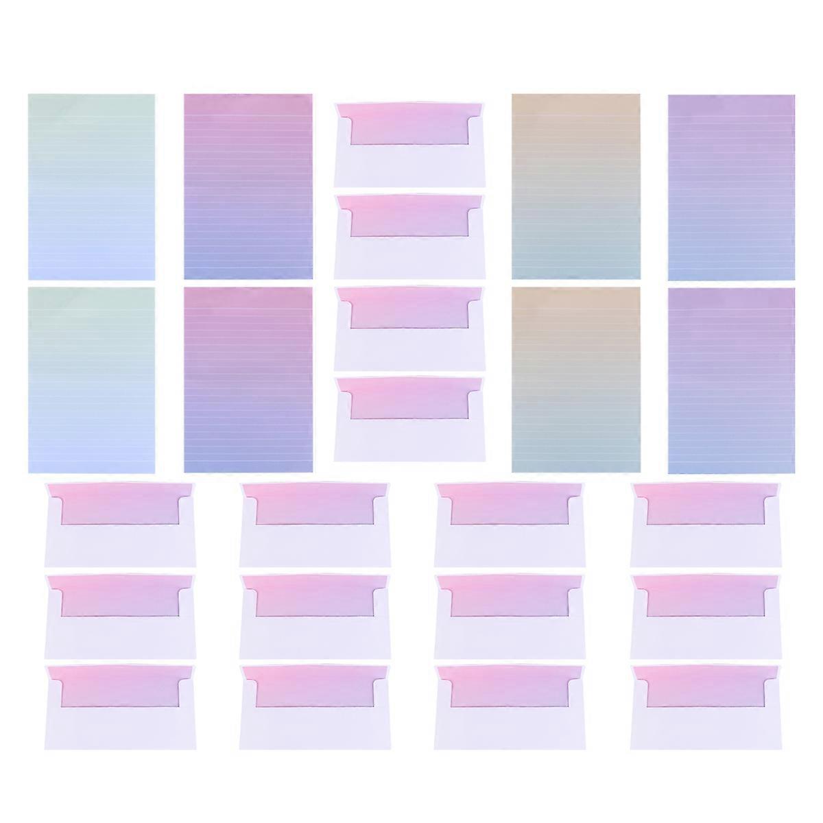24pcs Creative Envelopes and Letter Papers Lovely Gradient Color Writing Stationery Envelope Set for School Office (8pcs Envelopes, 16pcs Letter