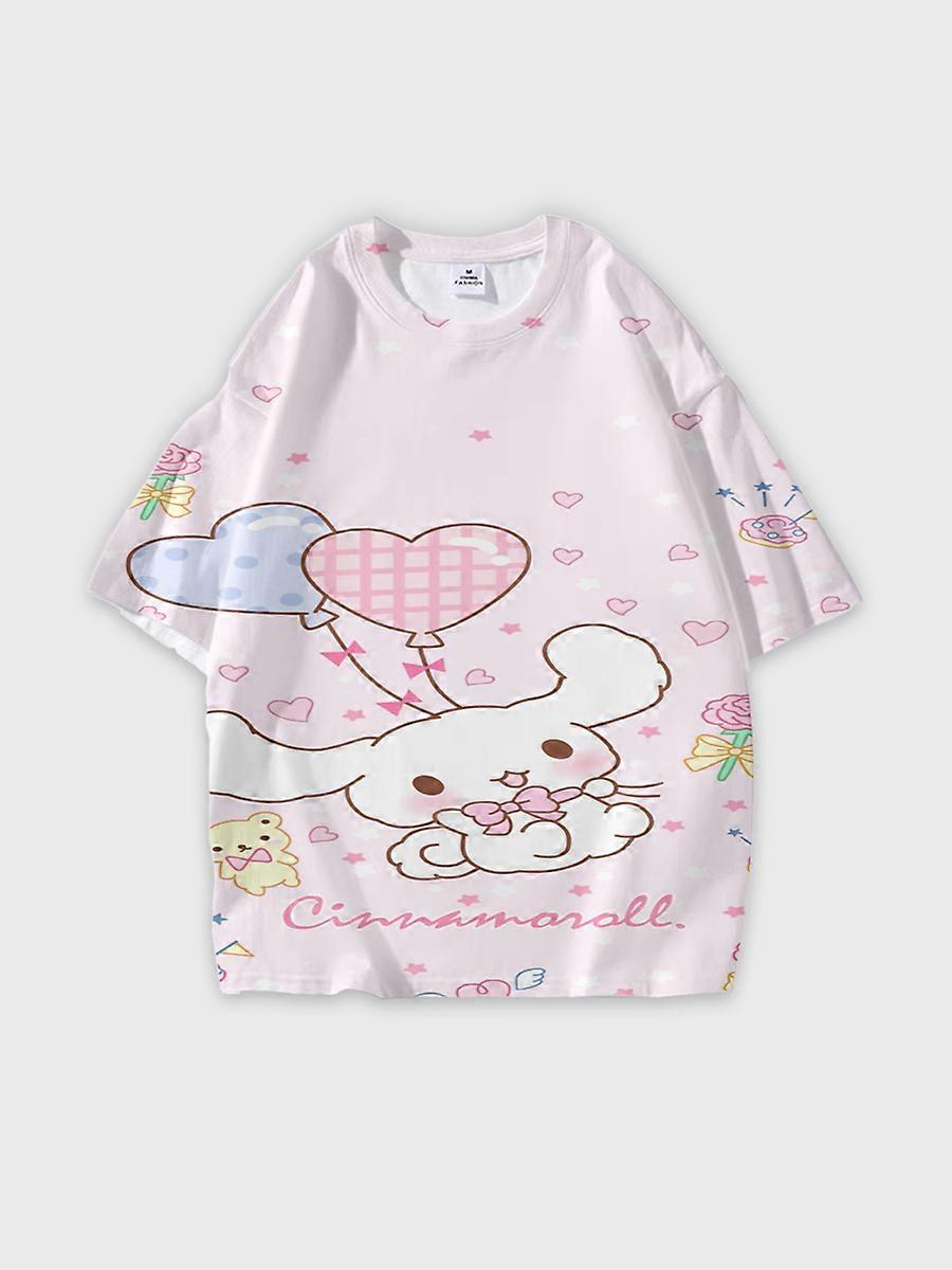 T-shirt round neck Cartoon Pattern loose short sleeve E2765