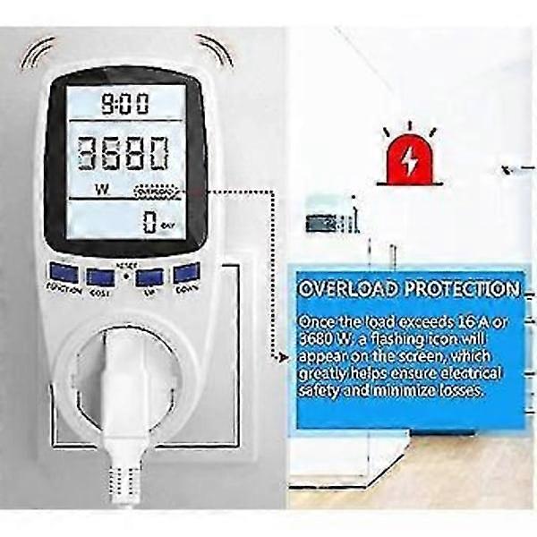 Electricity Meter, Energy Cost Meter, Electricity Consumption Meter, Backlit Electricity Meter For