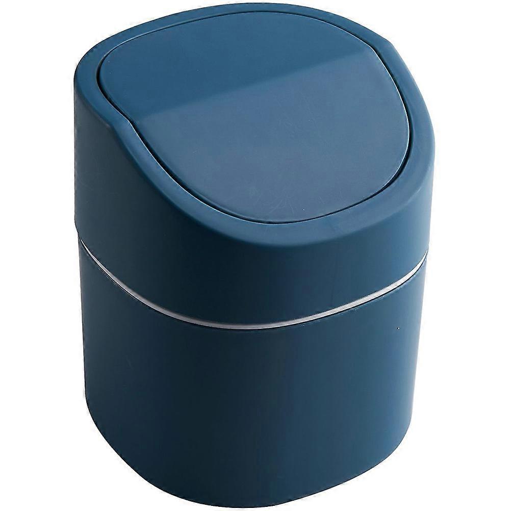 Dark Blue Mini Wastebasket with Swing Lid for Home Use Easy to Clean PP Material 1.2 Gallon