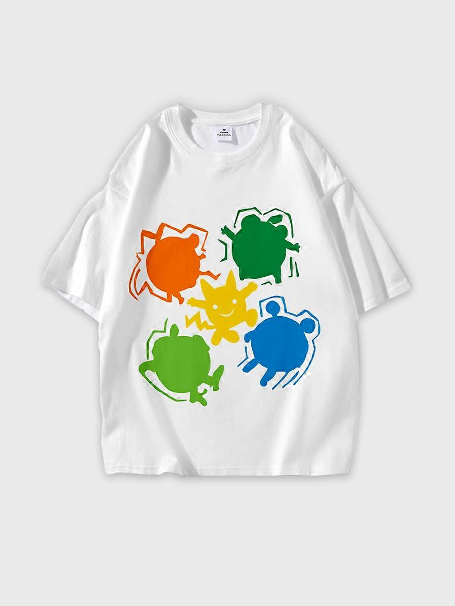 T-shirt round neck Pattern loose short sleeve N3165