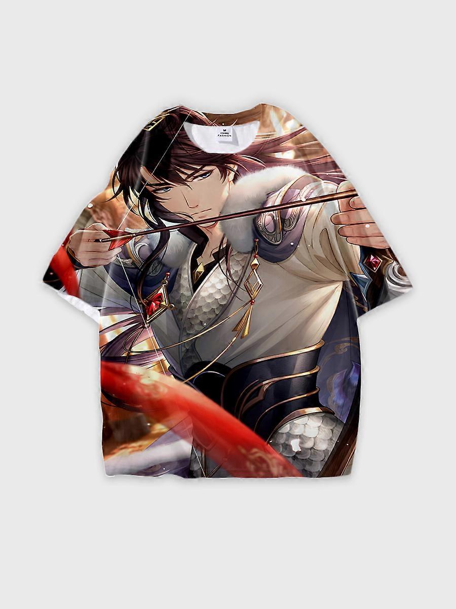 T-shirt round neck Role Pattern loose short sleeve E3668