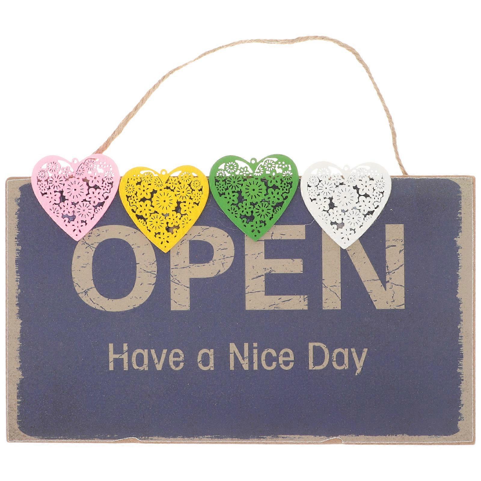 Wooden Open Sign for Store with Blue Color and Rope Hanging Design Suitable for Restaurants Bars