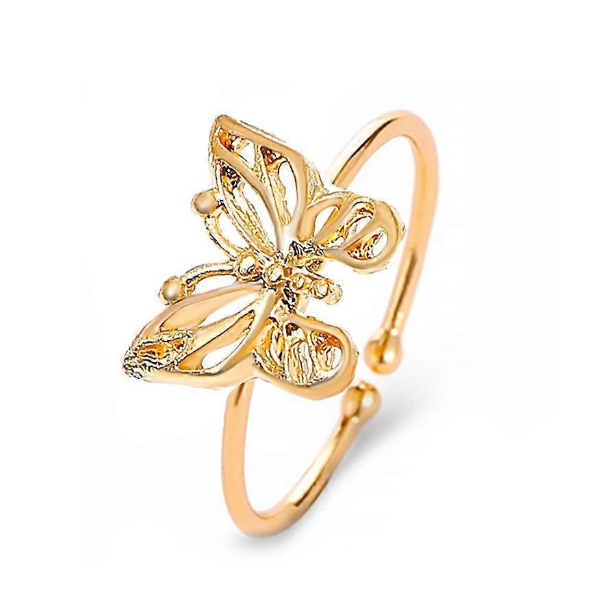 Diamond Butterfly Ring Adjustable Open