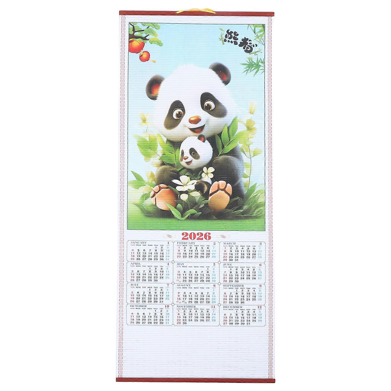 Traditional Chinese Style 2026 Horse Year Hanging Scroll Calendar For Office Decorations Assorted Lunar Year Marking 1Set