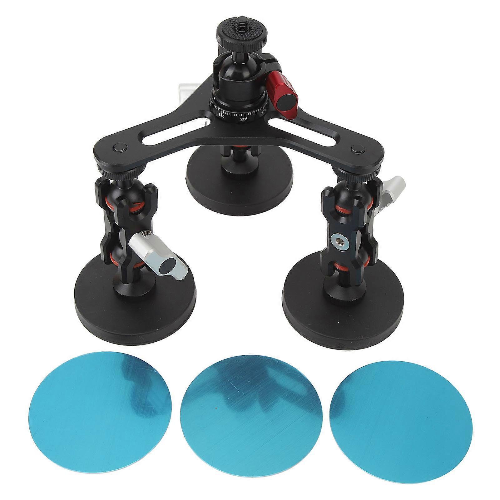 Triple Suction Cup Mount Holder with 1/4 In Screw Strong Attachment Universal Action Camera Car Windshield Mount for Phone DSLR Camera