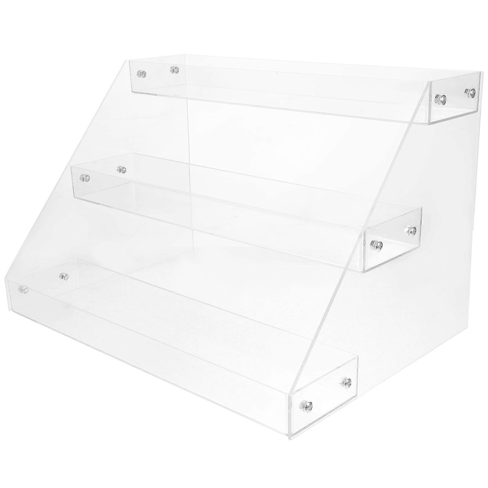 Transparent Acrylic Beverage Display Rack for Retail with Snack Storage Shelf Height 7.5 Inches