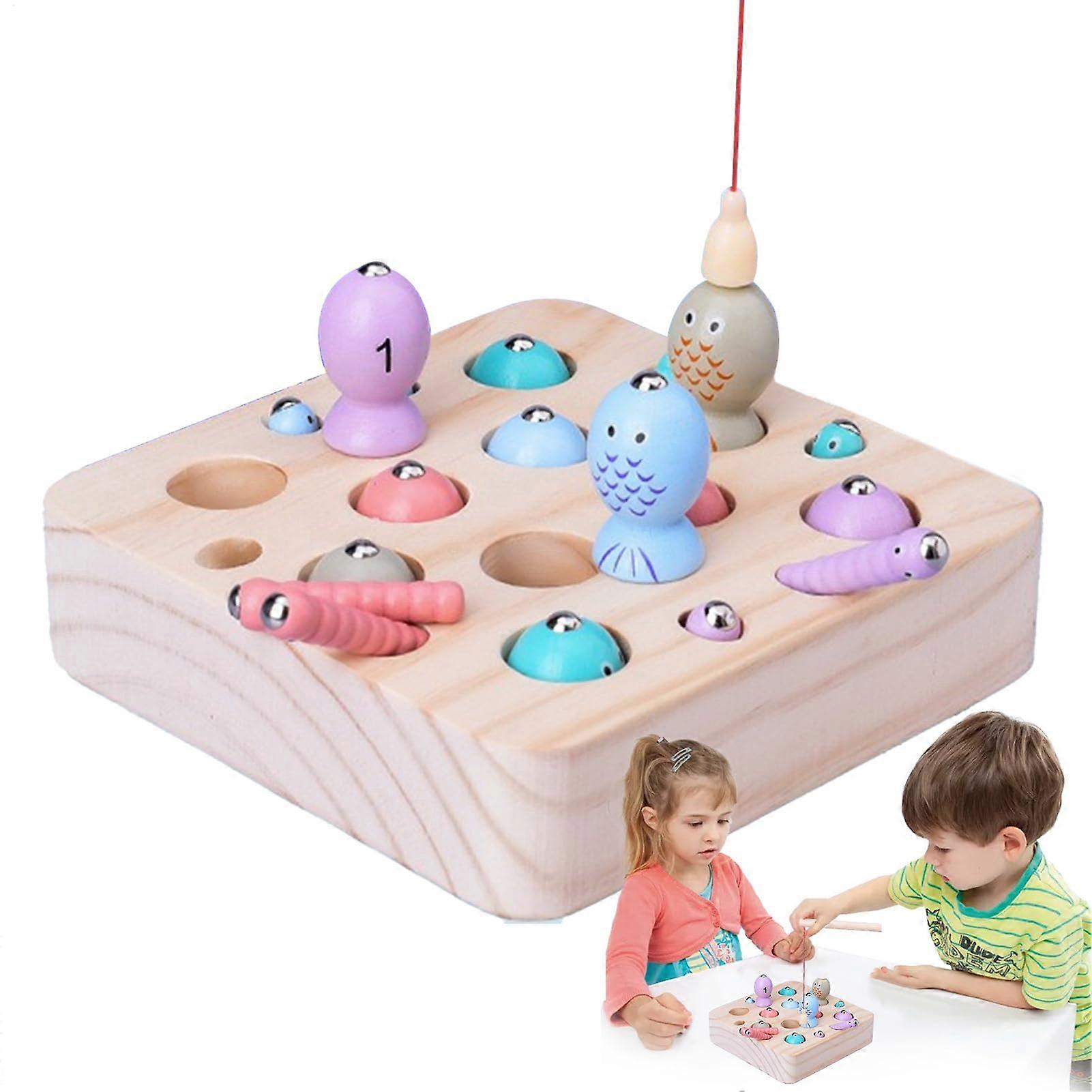 لعبة صيد الأطفال الصغار ، لعبة خشبية مغناطيسية لصيد الأسماك لعبة خشبية لعبة تعليمية تفاعلية للأطفال في سن ما قبل المدرسة من سن 2 بنات مواد تعليمية
