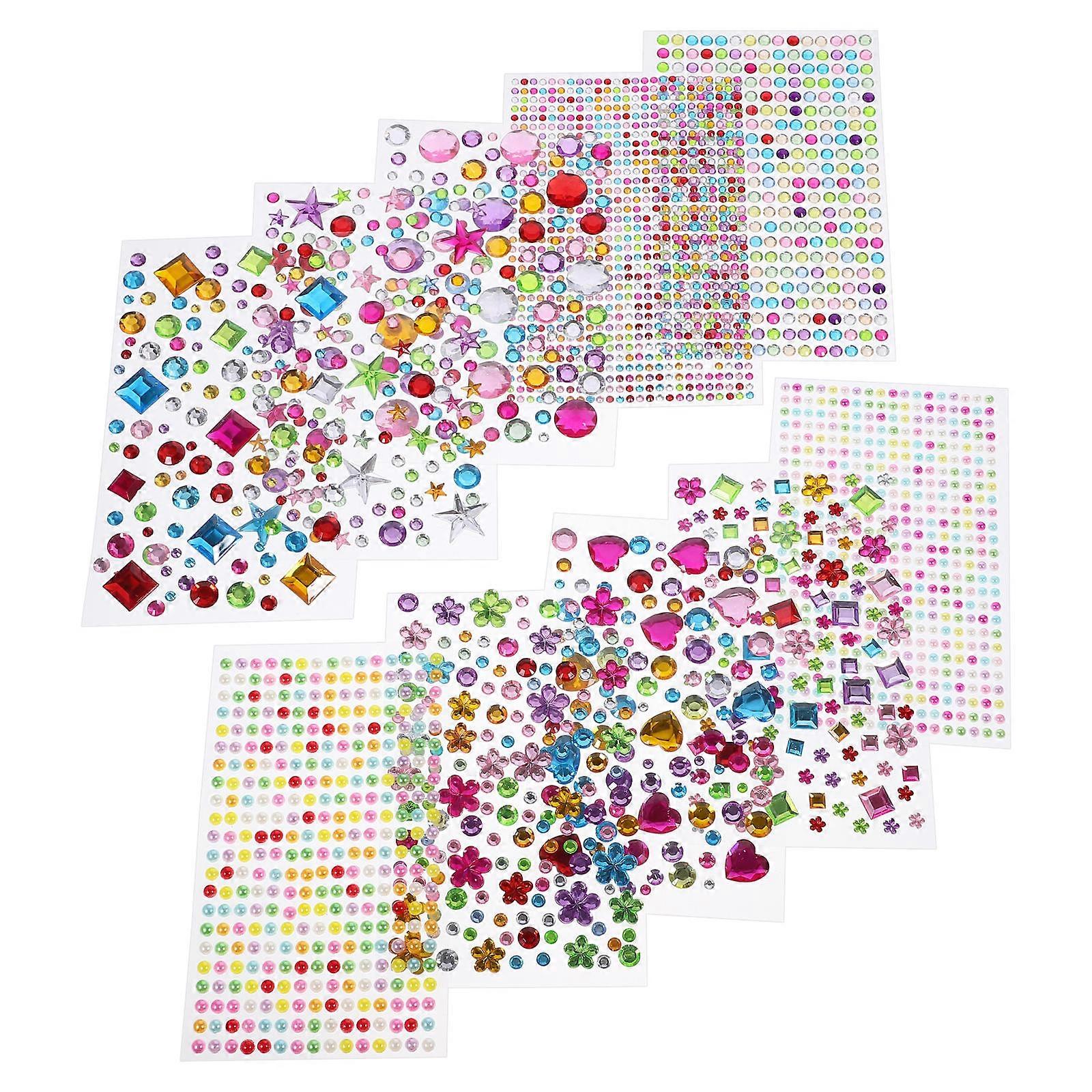 Craft Gems for DIY Bag Acrylic Self Adhesive Jewel Stickers Assorted Color 10 Sheets