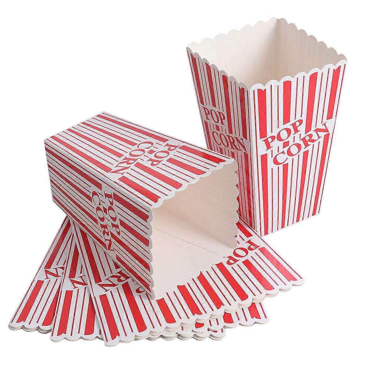 Party Style Popcorn Holders Paper Treat Boxes For Valentine's Day Decoration In Red - 6Pcs