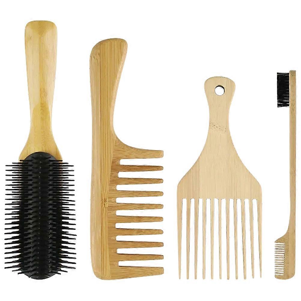 Here's a polished and professional product description based on your input:

 

**4PCS Bamboo Hair Combs Set – Wide Detangling & Styling Tools for
