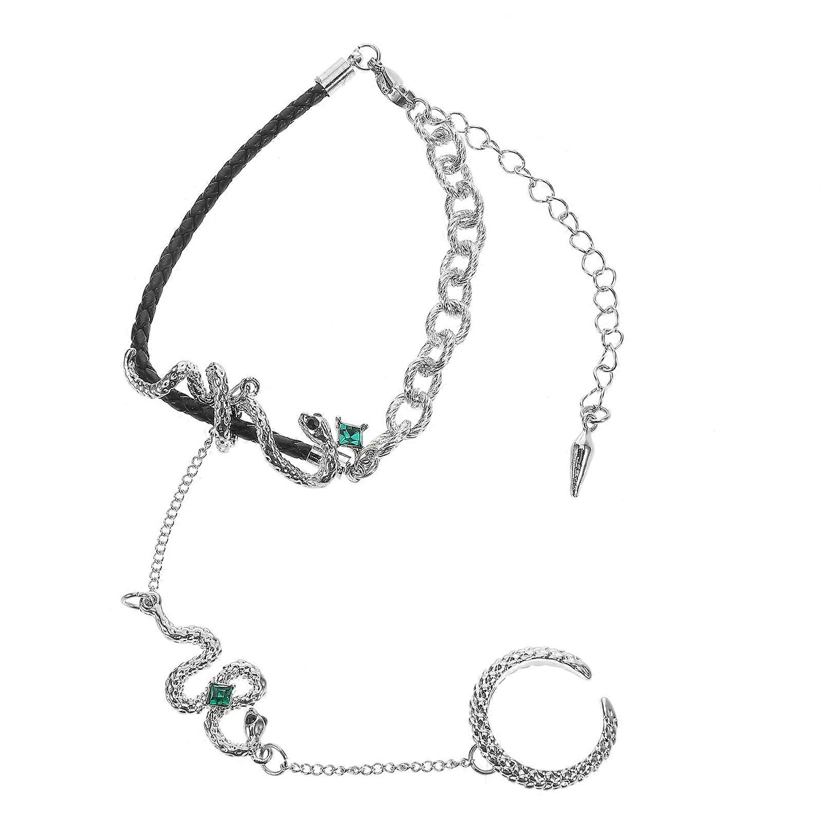 Snake Hand Chain Bracelet in Silver Metal for Decor Use Sturdy Lightweight and Delicate Fits Most Wrist Sizes