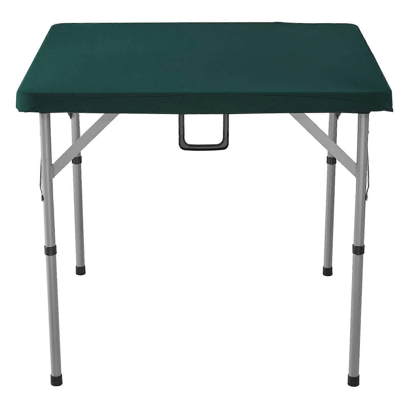 Mahjong Table, Fold-in-Half 4 Player Card Table with Wear-Resistant Green Tabletop, Portable Bi-Folding Square Domino Table