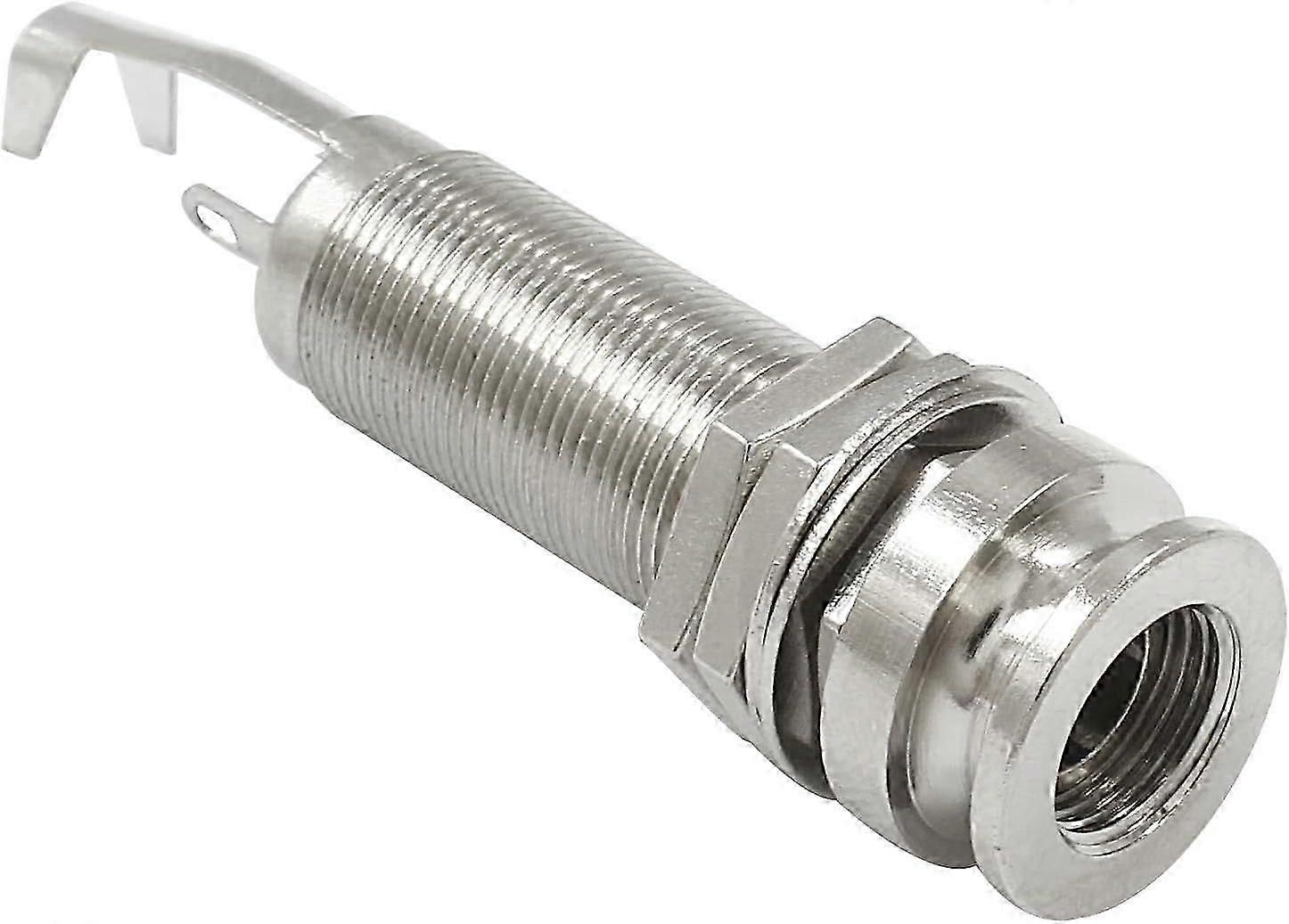2025 Latest Model 1/4"(6.35mm) Guitar End Pin Output Jack, Silver Metal Threaded Stereo Output Jack Socket f