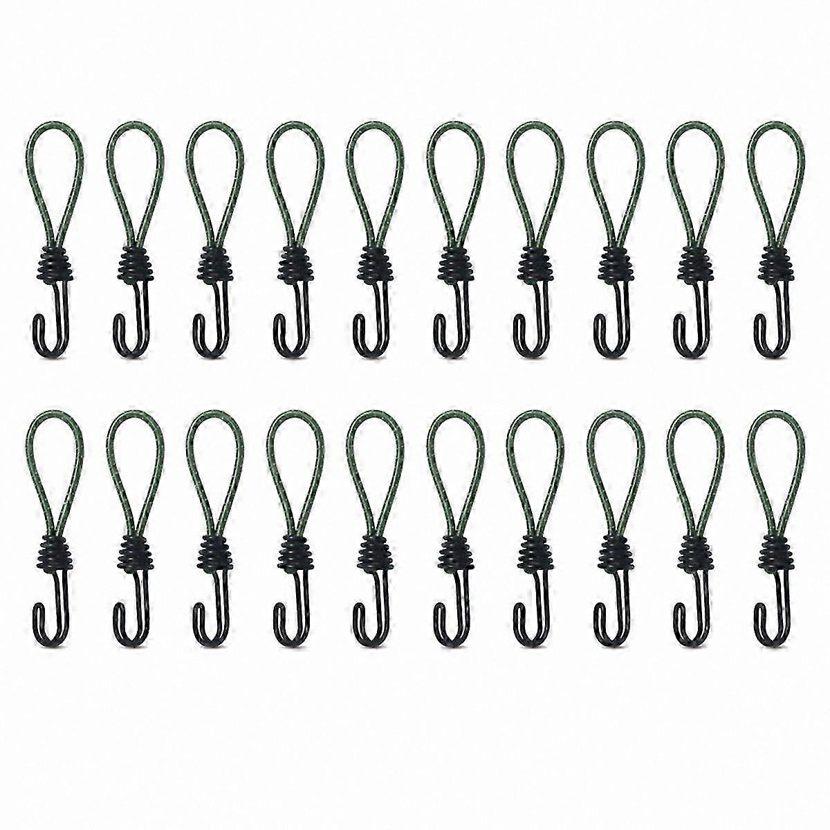 Camping Tent Elastic Rope Hook with Rainproof Fixing Cord, Green