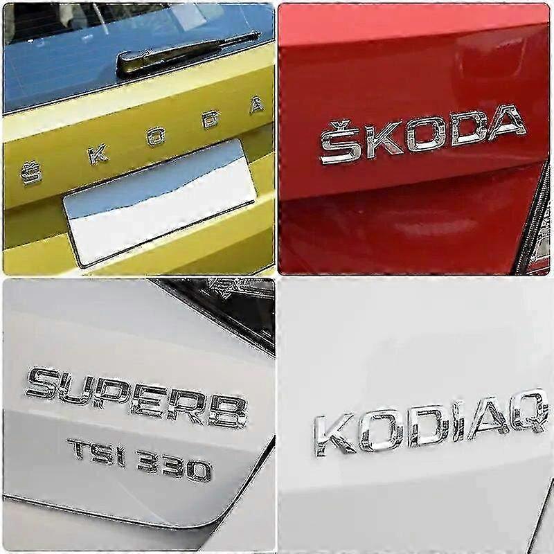 Για Skoda Fabia Kamiq Karoq Kodiaq Octavia Rapid Superb Yeti Γράμματα πορτμπαγκάζ αυτοκινήτου Έμβλημα Λογότυπο Αυτοκόλλητο Εμπρός Πίσω Σήμα Γυαλιστερό Μαύρο