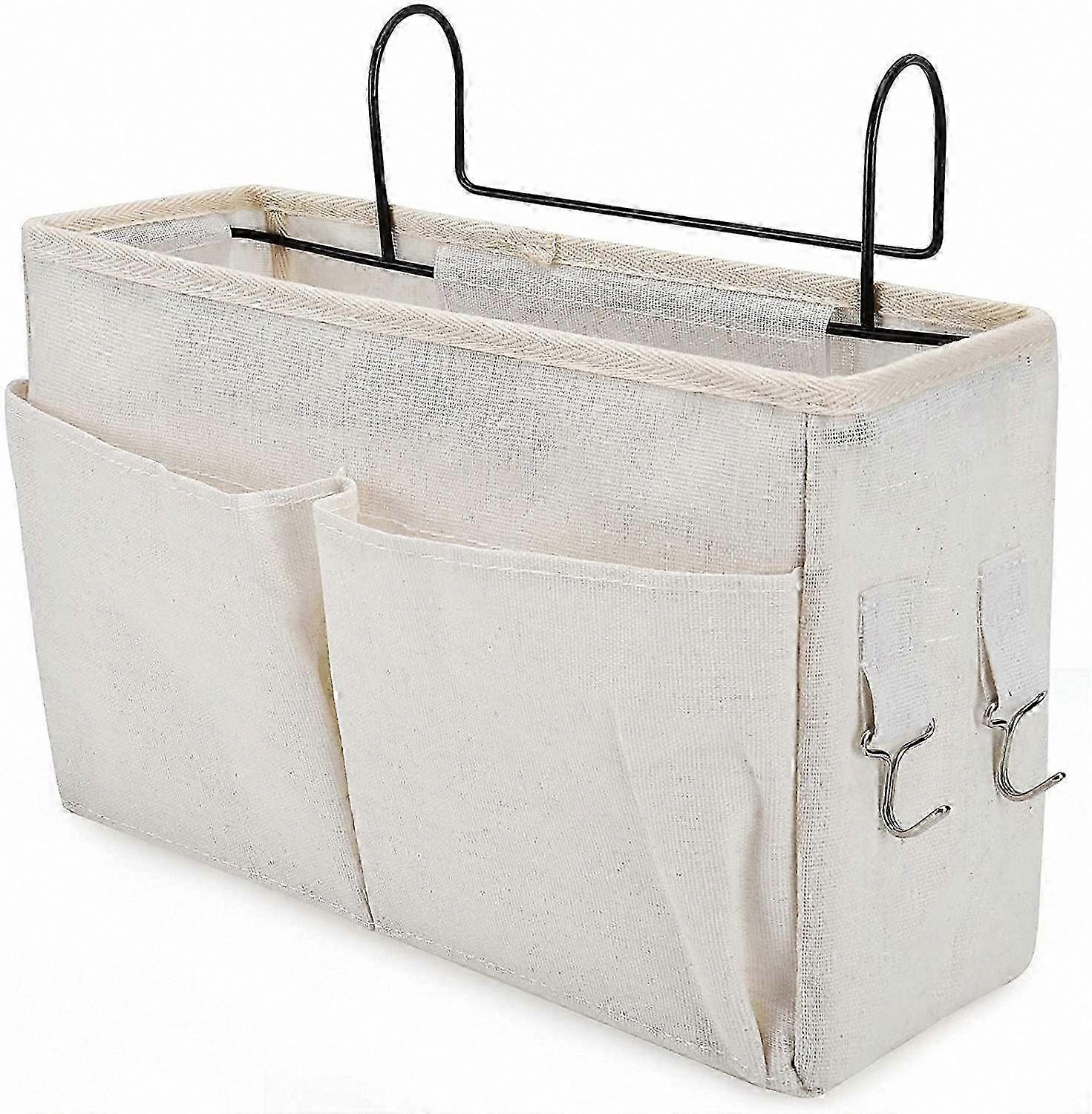 Bedside Storage Basket, Organizer for Bed Rail and Chair, Desktop Caddy for Magazines, Phone, Remote Holder, Dorm Room Essential Accessory for Bunk Be