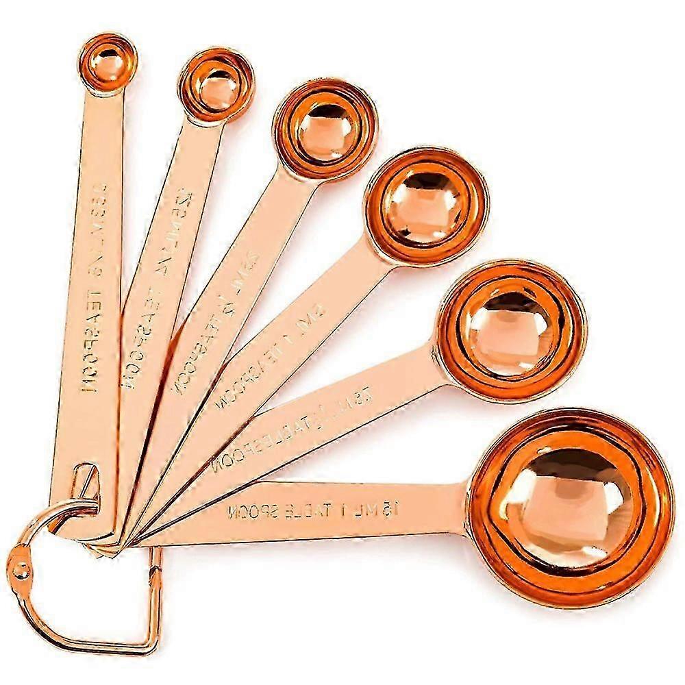 Copper Measuring Spoons - Sturdy and Lightweight Set of 6