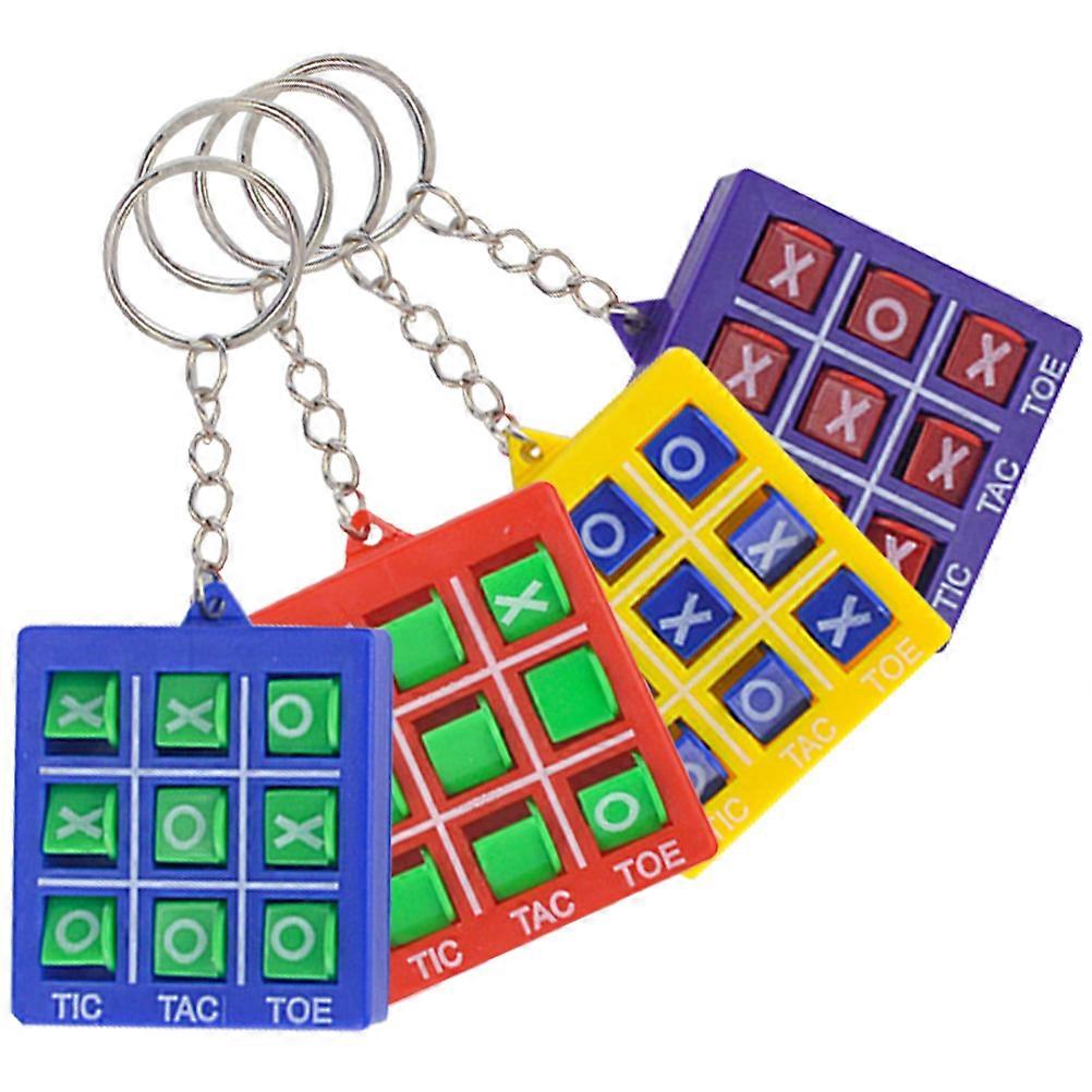 4pcs Toe Chess Keychains Interactive Educational Board Game Lightweight Portable Key Rings for Backpacks Travel Fun Analytical Skill