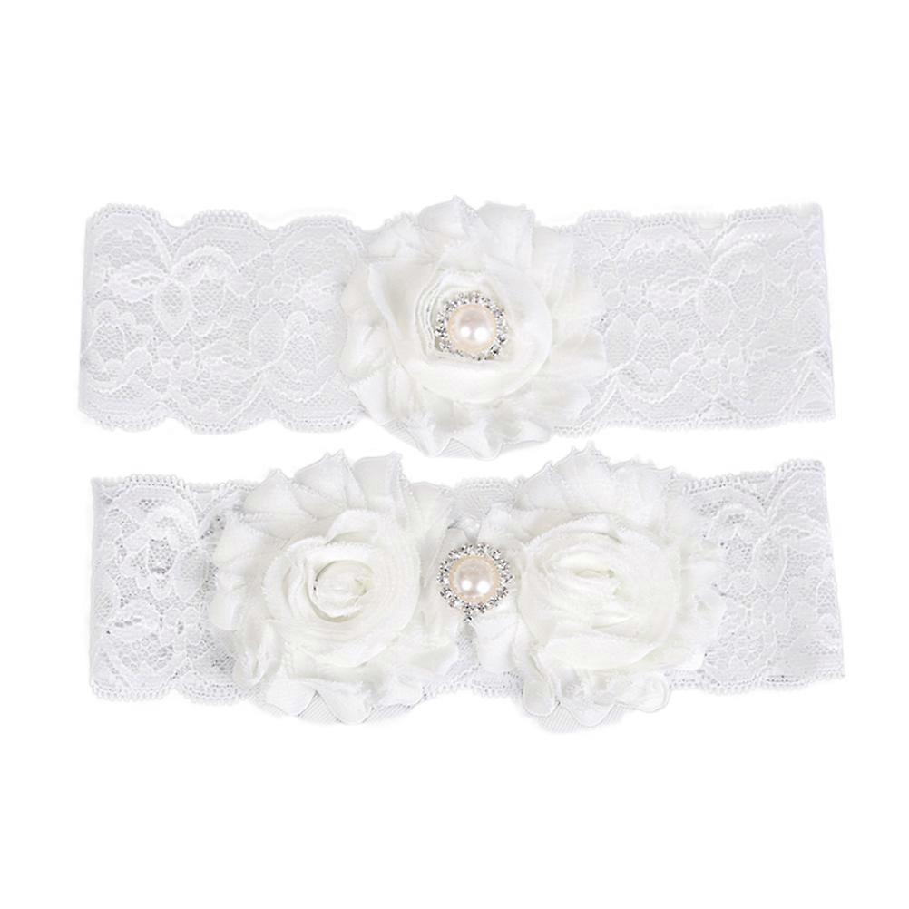 Bride Garters Set of 2 with Floral Design Elegant Leg Accessories for Wedding Ceremony Comfortable Elastic Material for Women