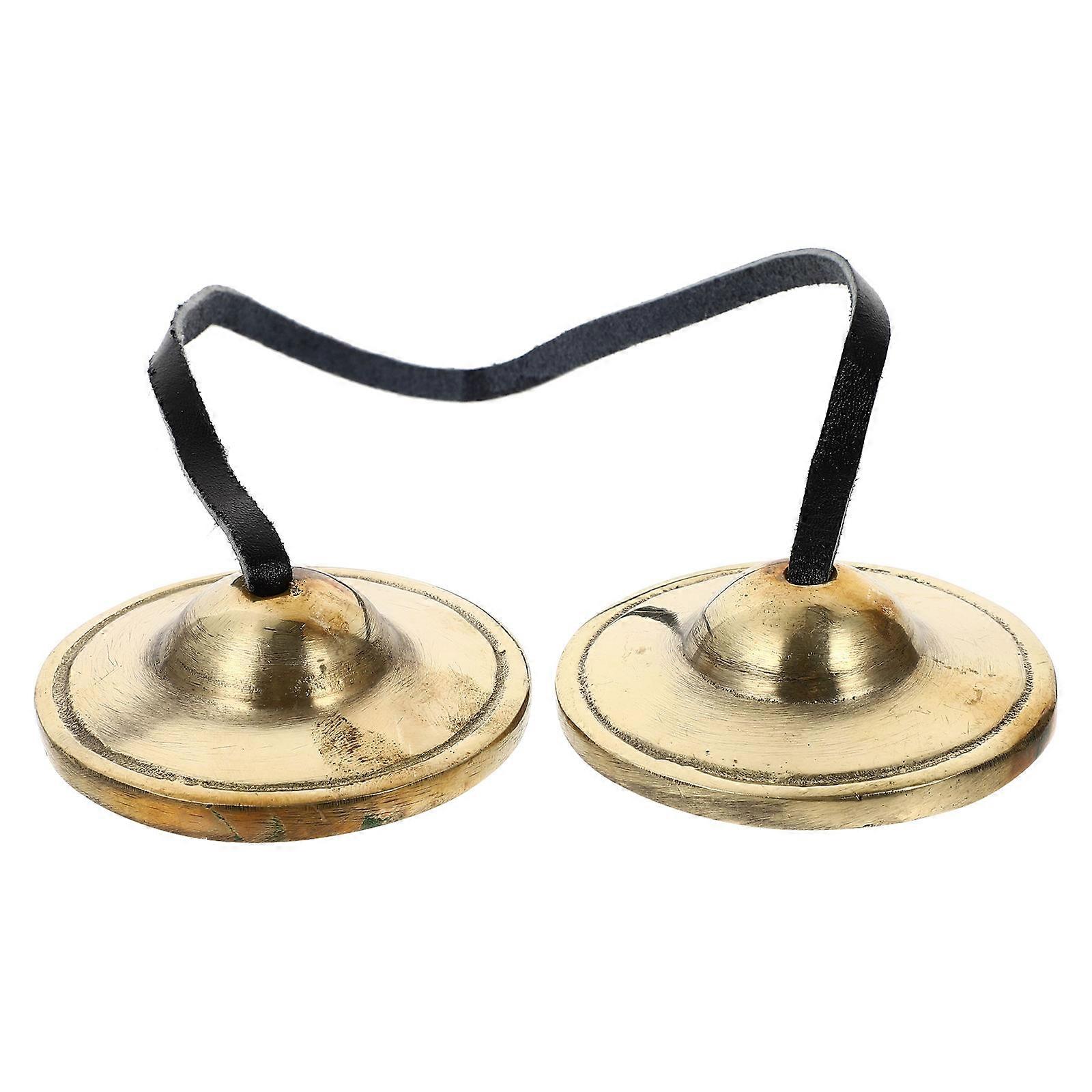 Handmade Copper Cymbals Bell for Meditation Compact Buddhist Supply, Durable Percussion Instrument with Unique Long Ringing Tone for Yoga & Music