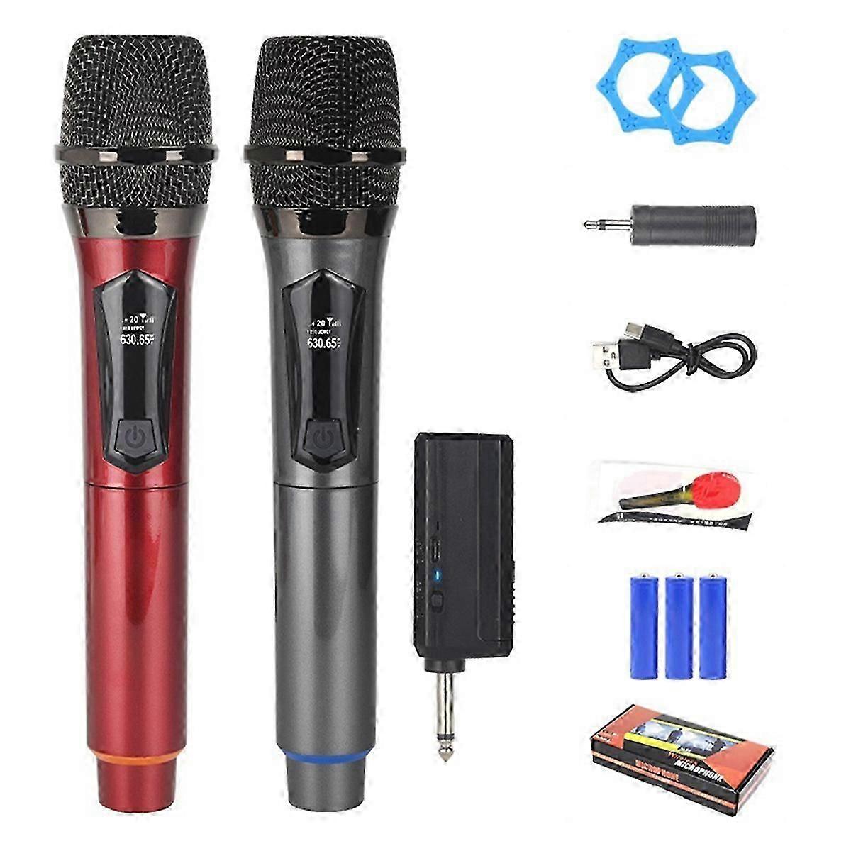Wireless Microphone 6.35 Interface One-to-Two Handheld Mic Micphone for Party Karaoke Professional C