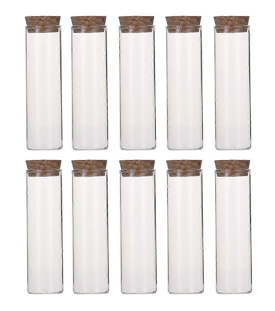 10PCS 60ML Clear Refillable Glass Test Tubes with Cork Stopper for Lab Candy Spices Powder Bath Salt Jars