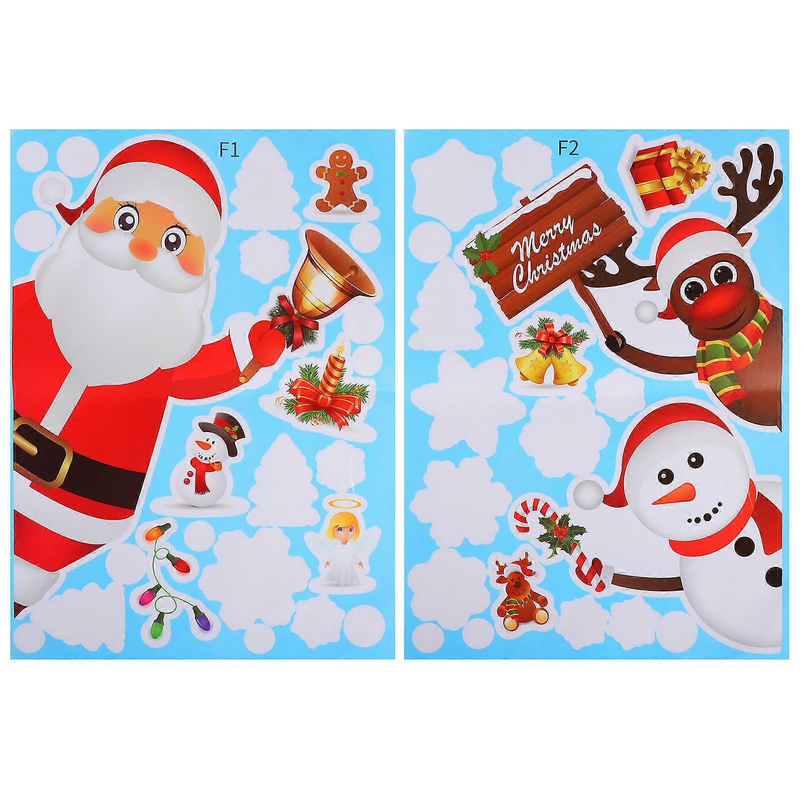 2Set Christmas Window Stickers Snowflake Pvc Assorted Color Removable