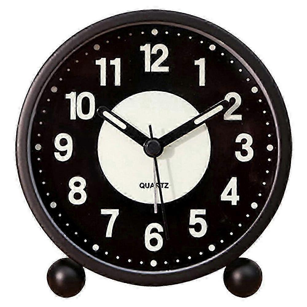 Alarm Clock Luminous 4 inchRound Silent Analog Table Clock Non-Ticking,Battery Operated with Loud Alarm for Bedroom bs