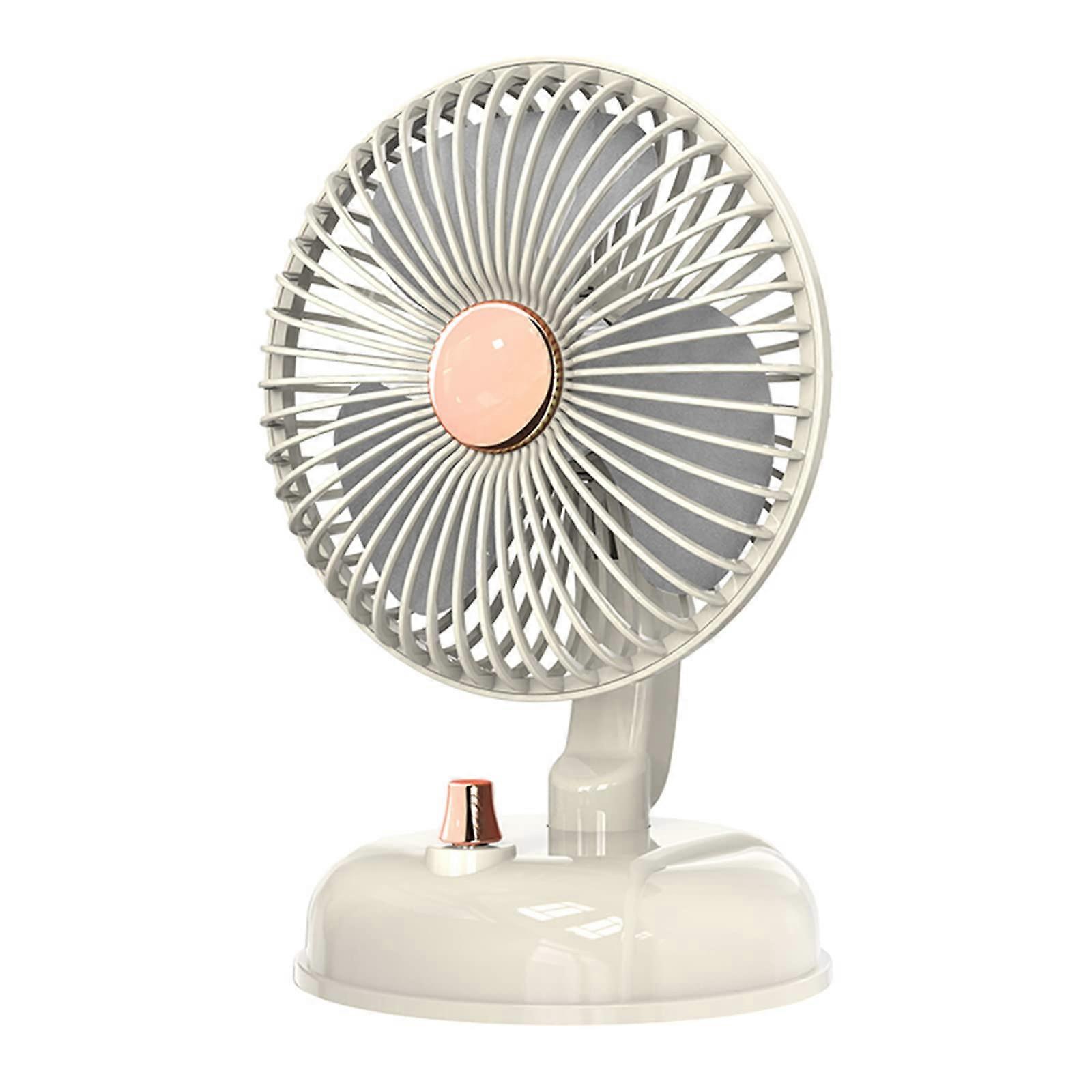 3 Leaf Rechargeable Desk Fan With Stepless Speed Adjustable Angle Quiet USB White