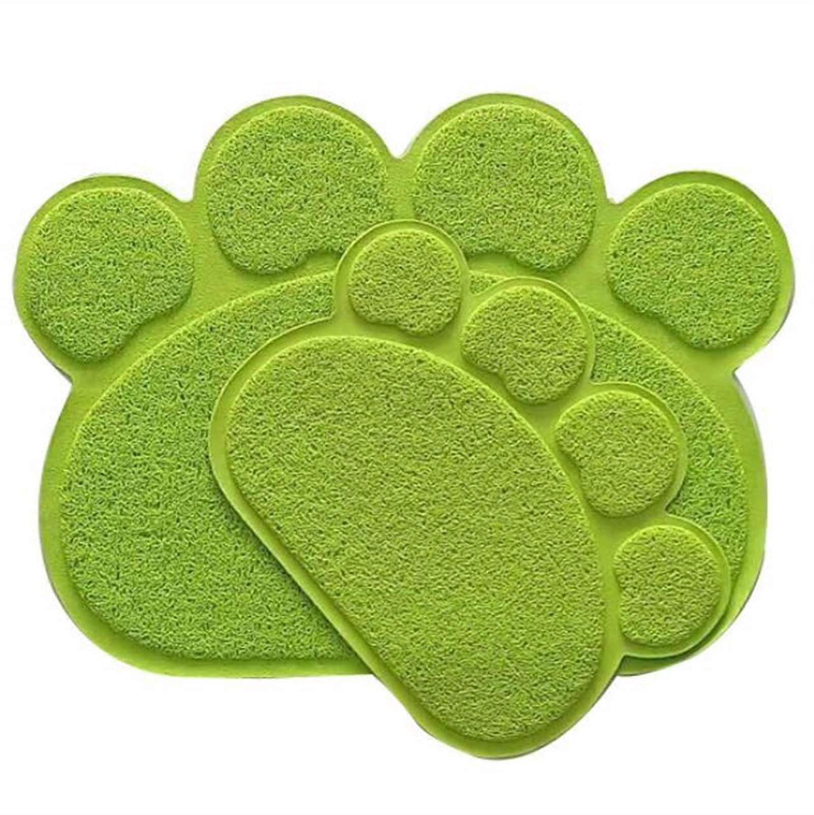 Paw Print Pet Mat PVC Cat Throw Mat Grating Mat Pet Table Sat Food Mat Dust Mat Plastic Mat (Colour: Green, Size: Small)