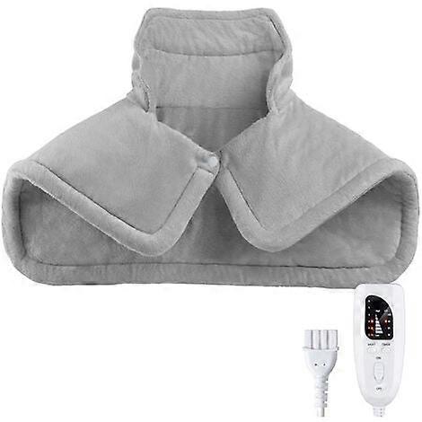 Heating Pad for Shoulders and Back, Electric with 6 Adjustable Heat Levels, Remote Control Included, Gray
