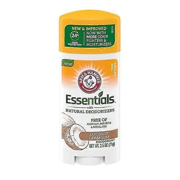 Arm & Hammer Essentials Deodorant, With Natural Deodorizers, Coconut Geranium, 2.5 Oz