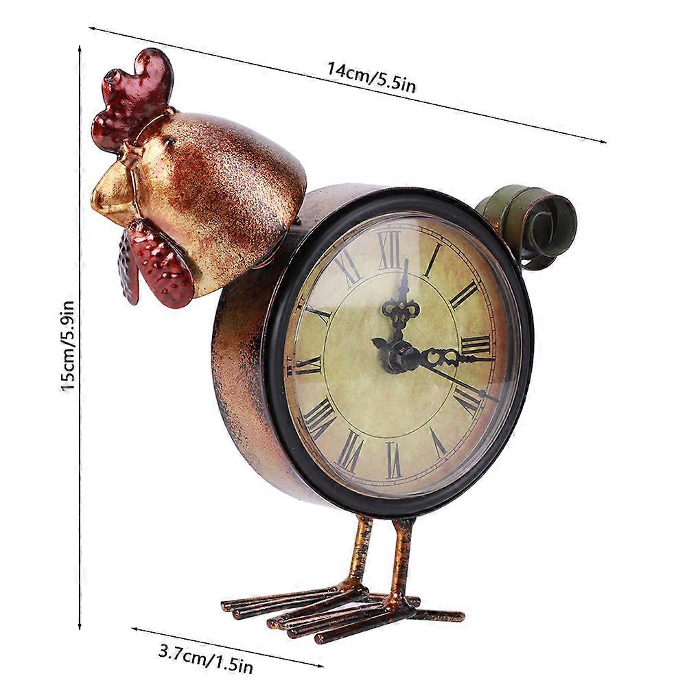 Desk & Shelf Clocks, Melting Clock Decor,European Retro Style, Chicken Shaped Iron Clock Desk Table Clock Home Ornament Craft Gifts