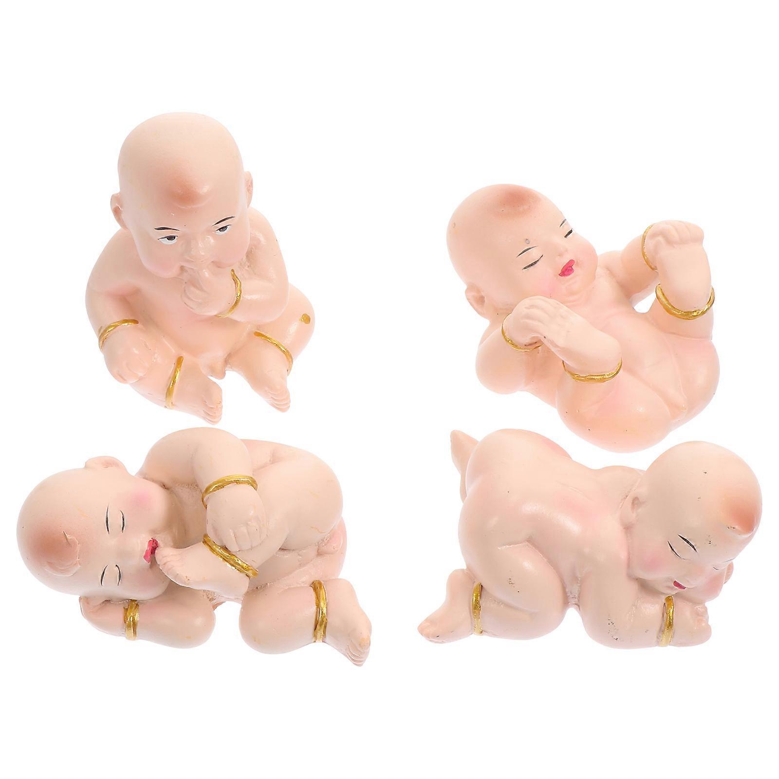 4pcs Durable Resin Sand Table Figurines for Scenery Building, Micro Landscape & Ornament Decoration