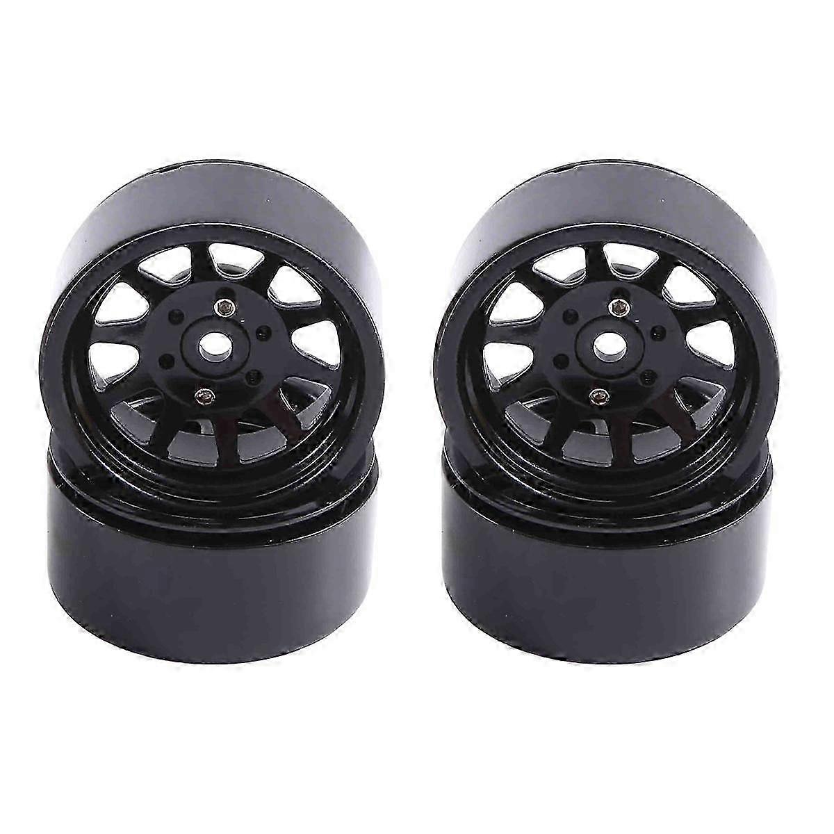 4PCS Metal Alloy 1.9 Beadlock Wheel Rims for RC Crawler Axial SCX10, TRX4 Redcat GEN8 (Black) - Enhanced Performance Rims