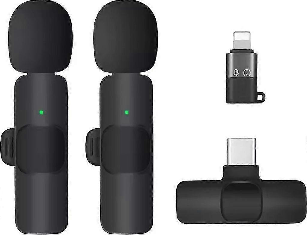 Wireless Bluetooth Lavalier Microphone with Mini Clip, Compatible with iOS & Android for Mobile Live Streaming & Recording