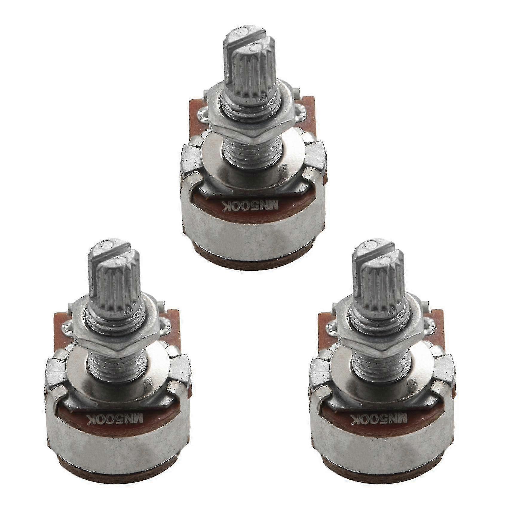 3-delad MN500K Dual Blend Potentiometer för Gitarr & Bas - Volym & Tonkontroll i Silver & Brunt