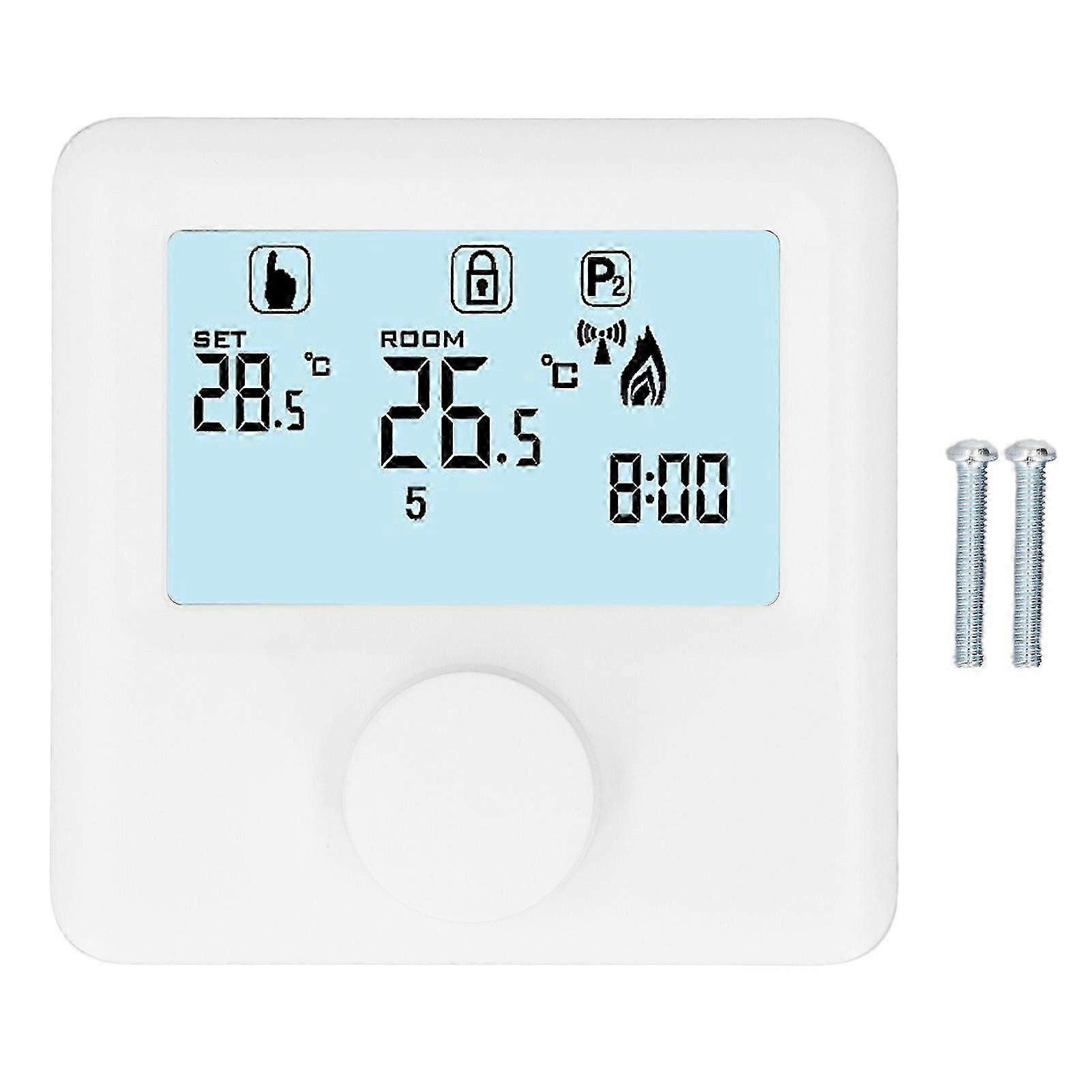 Digital Temperature Controller LCD Display Programmable Thermostat for Boiler White 30?230VDC