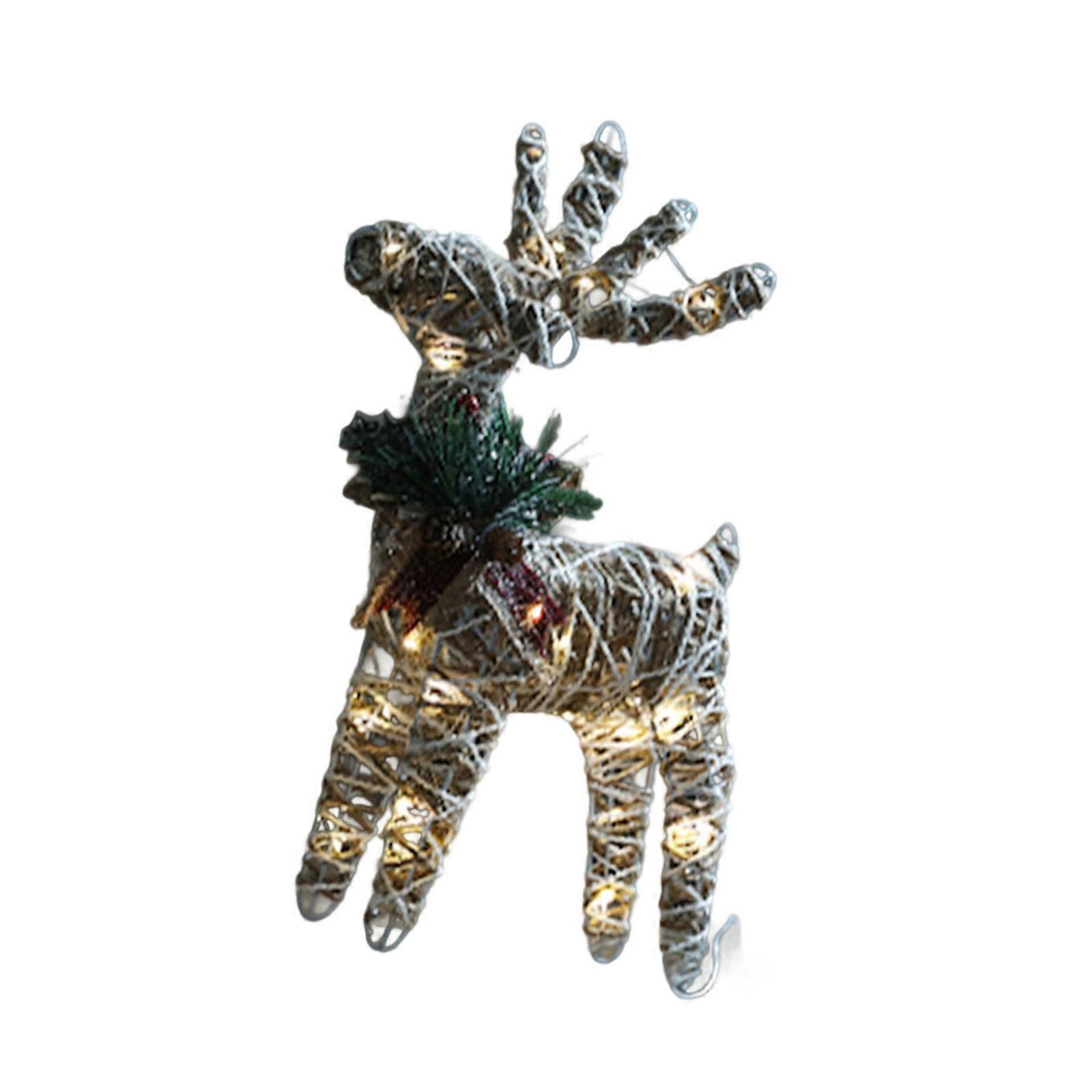 Holiday Reindeer Figurine Crafted From Iron And Twine Rope Ideal For Christmas Tree And Home Decors Multicolor