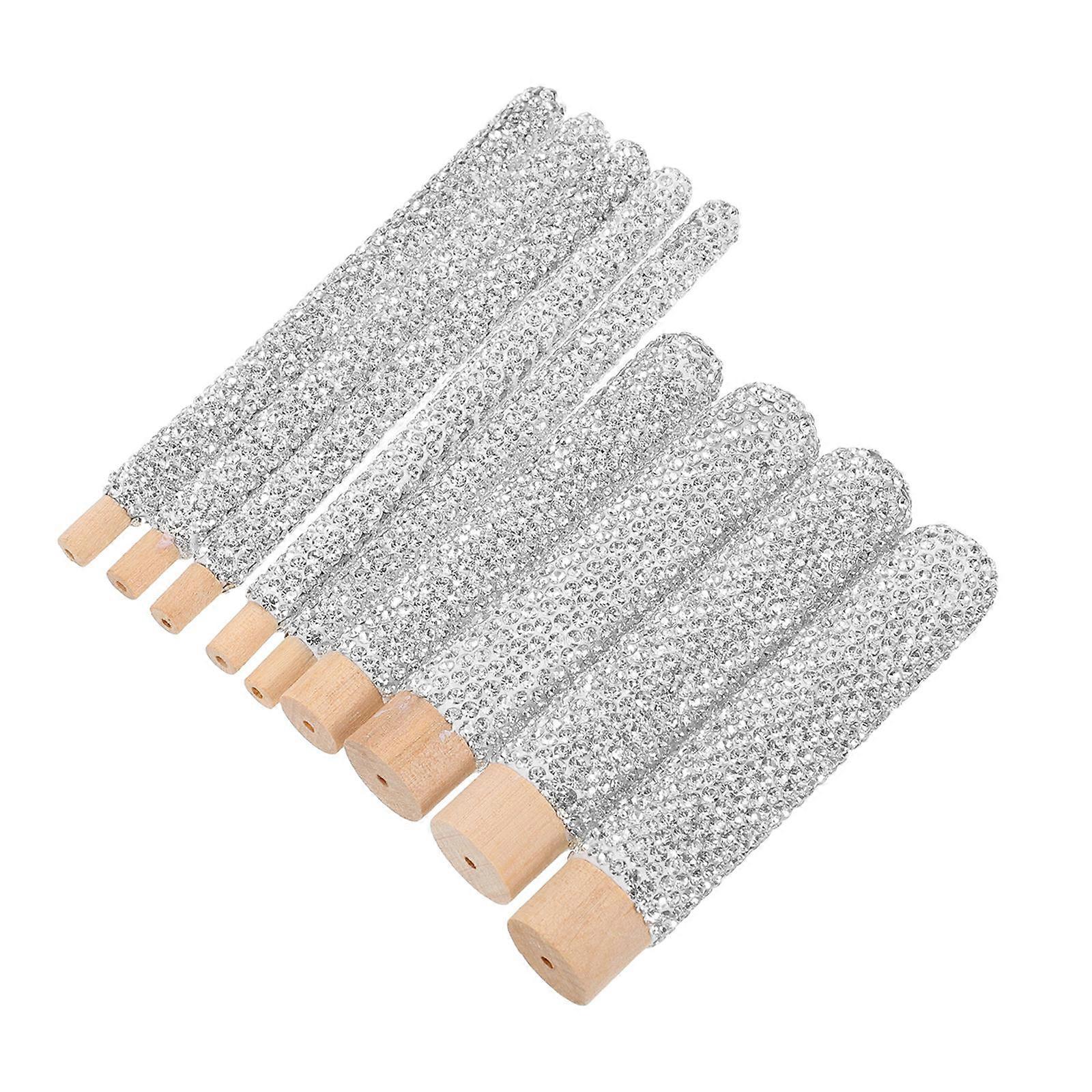 Rhinestone Embellished Wooden Makeup Brush Handles for DIY with 9Pcs Set