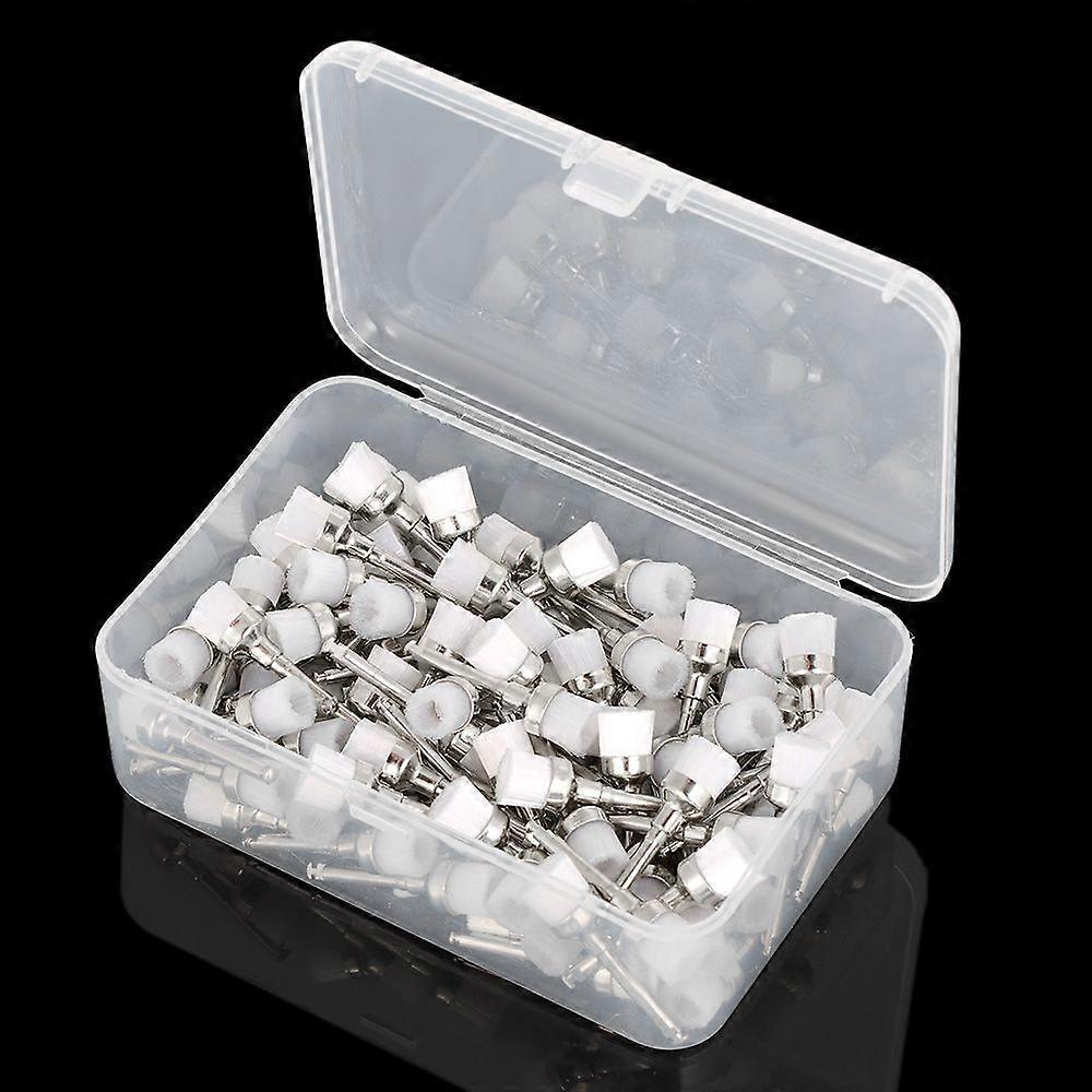 100 Pcs Dental Polishing Prophy Brush Nylon Bowl Polishing Prophy Brushes Dental White Polisher Snap-On Flat Type Prophy Brushes Dental Tool