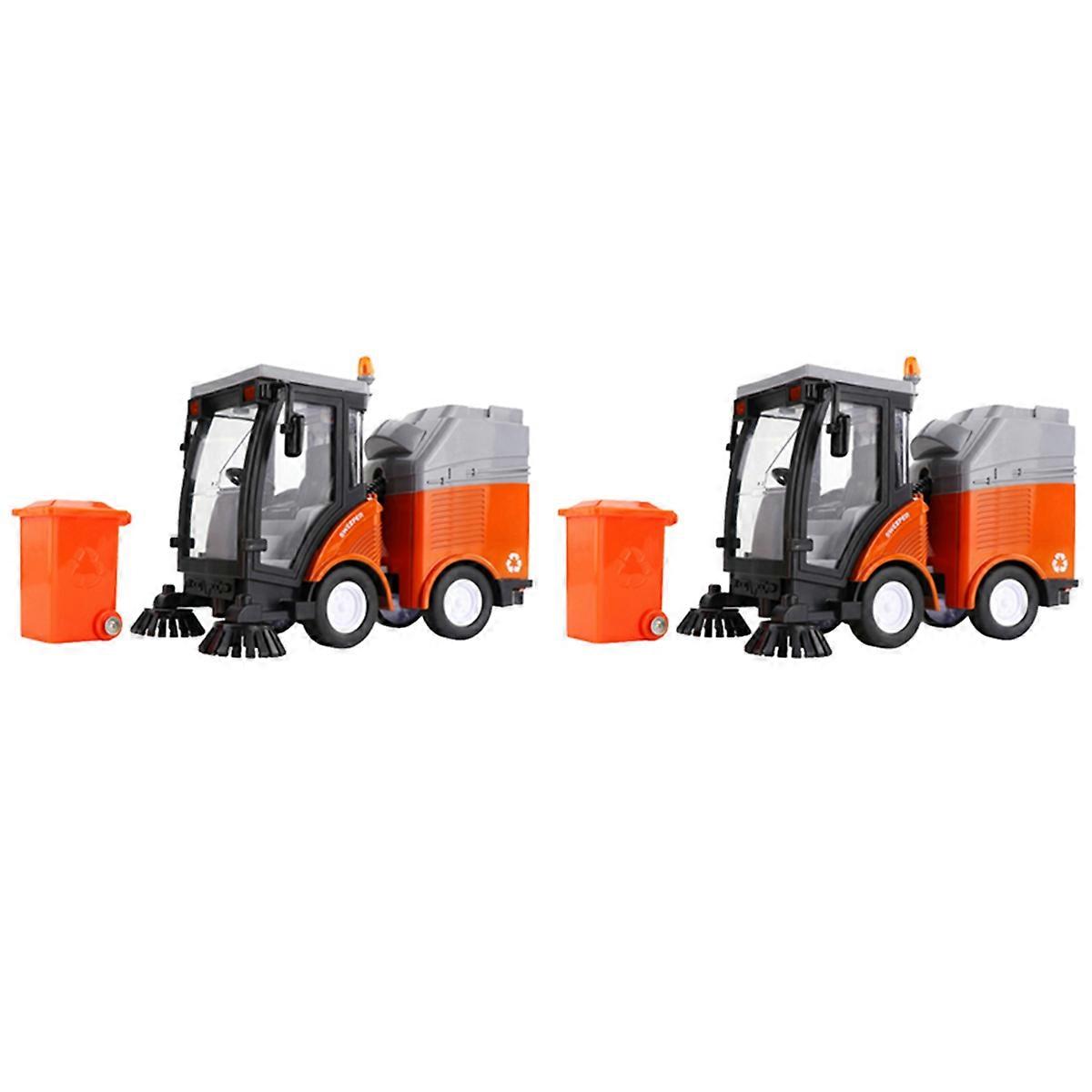 2X Street Sweeper Truck with Light & Sound Effects - Friction Powered Wheels, Removable Garbage Can