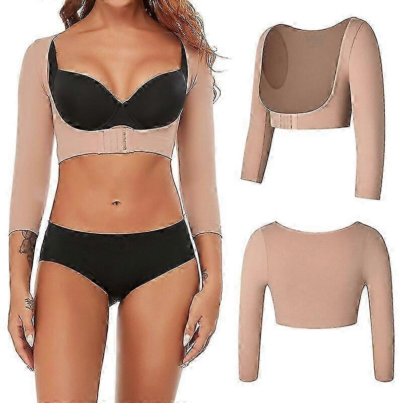 Women's Compression Long Sleeve Upper Arm Shapers Posture Corrector Shoulder Breast Support Push Up Top Back Lumbar Support