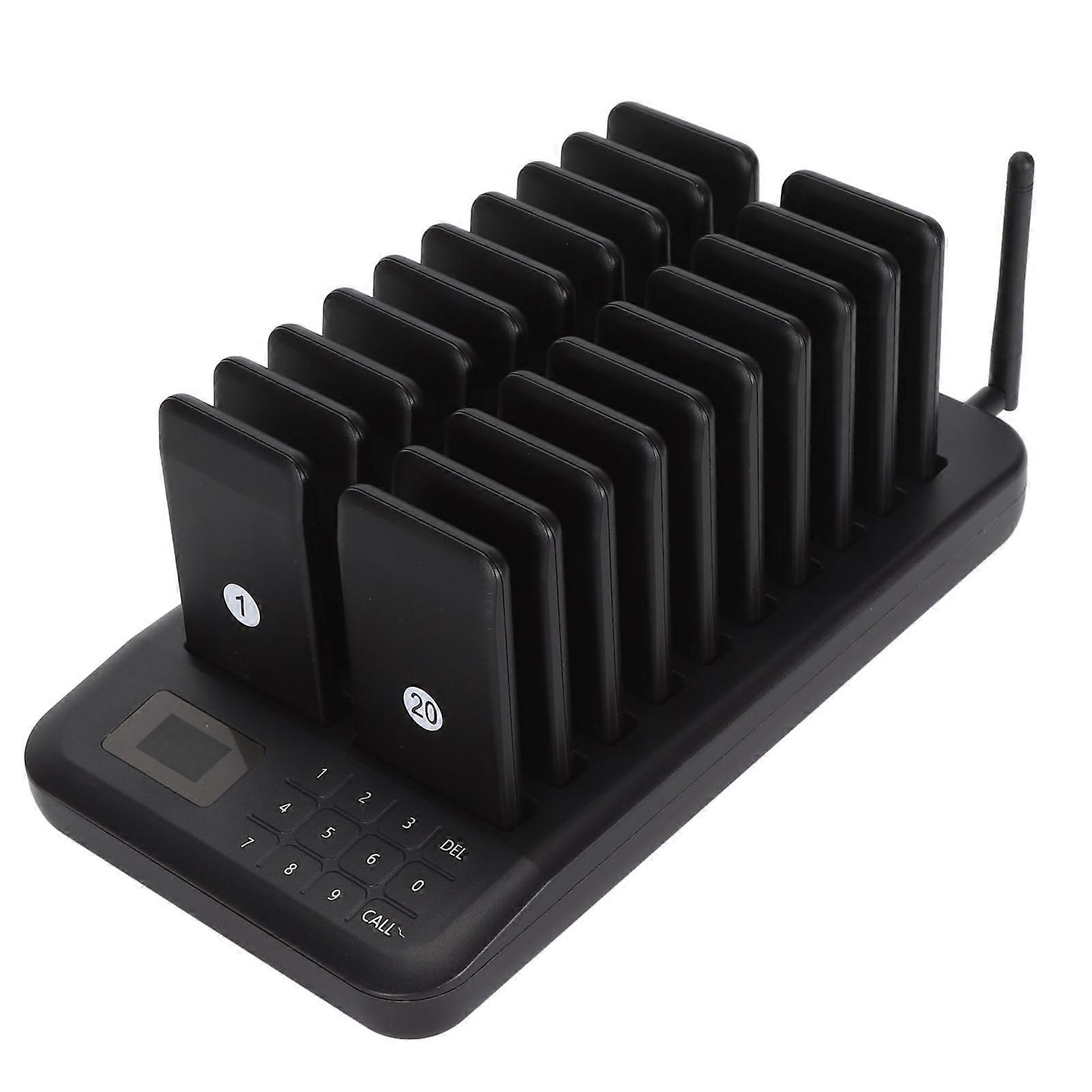 Coaster Paging System 20 Pagers Long Range 800m Wine Red UK Plug