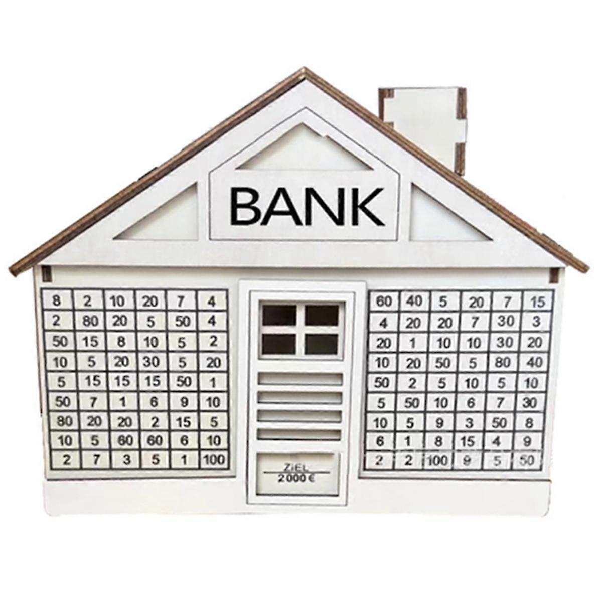 2000 Euro Wooden Piggy Bank for Adult Kids Money Saving Box with Saving Goal and Numbers Boxes Reusable Money Box