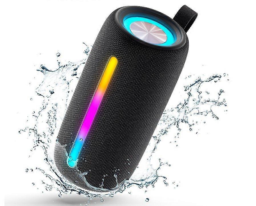 Bluetooth Speakers with Bluetooth V5.3, RGB Lights, 10W HD Sound, Ture Wireless Pairing, IPX5 Waterproof(Black)
